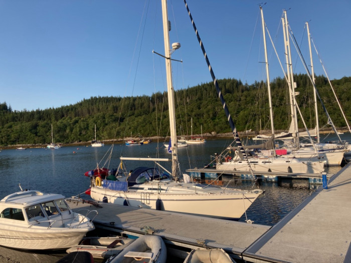 On the pontoon at Salen Marina